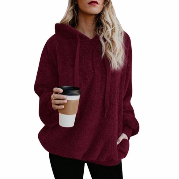 Winter Women Warm Fleece Hooded Fluffy Sweatshirt - Picture 4 of 5